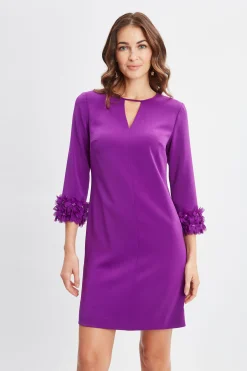 Elie Tahari Dresses & Jumpsuits-Flower Sleeve Shift Dress BERRY