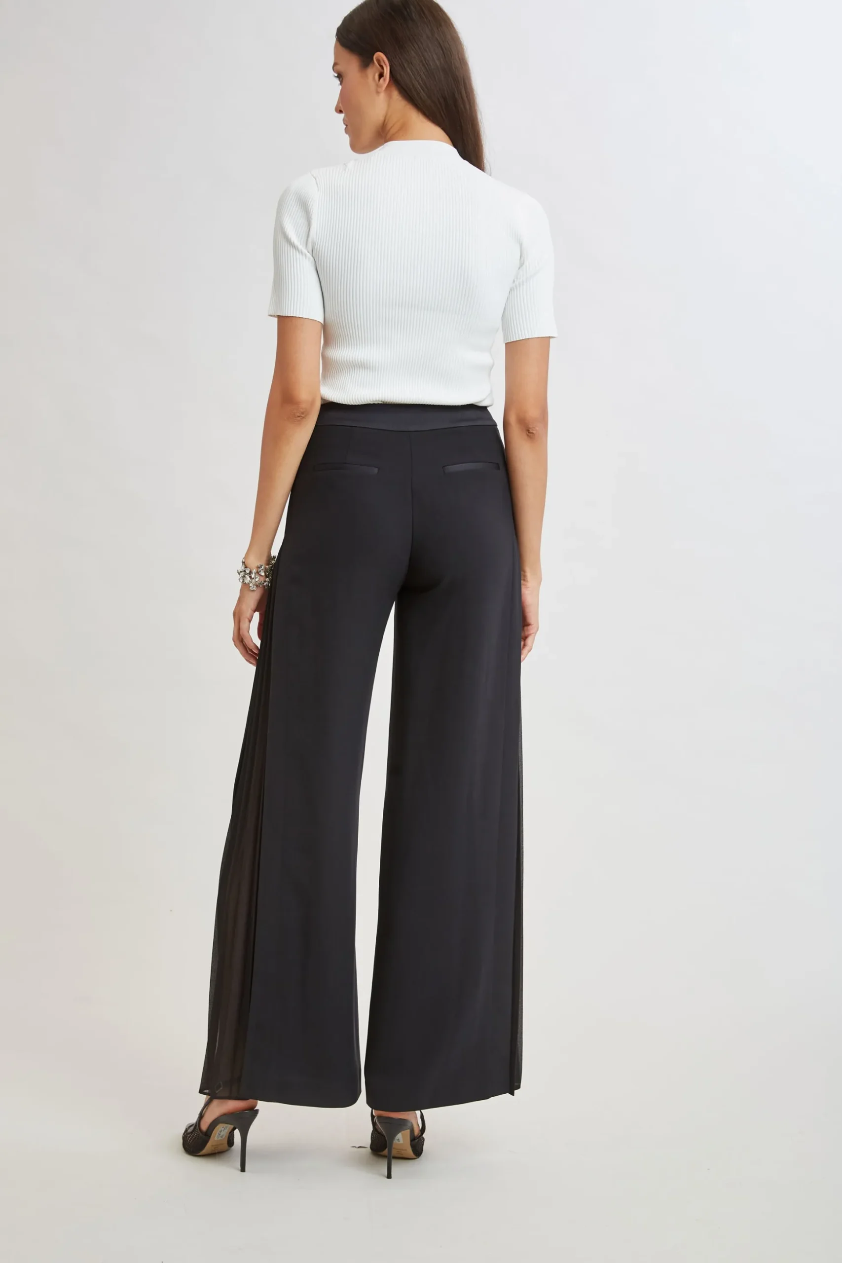 Elie Tahari Bottoms-Fluid Side Pleated Pant BLACK