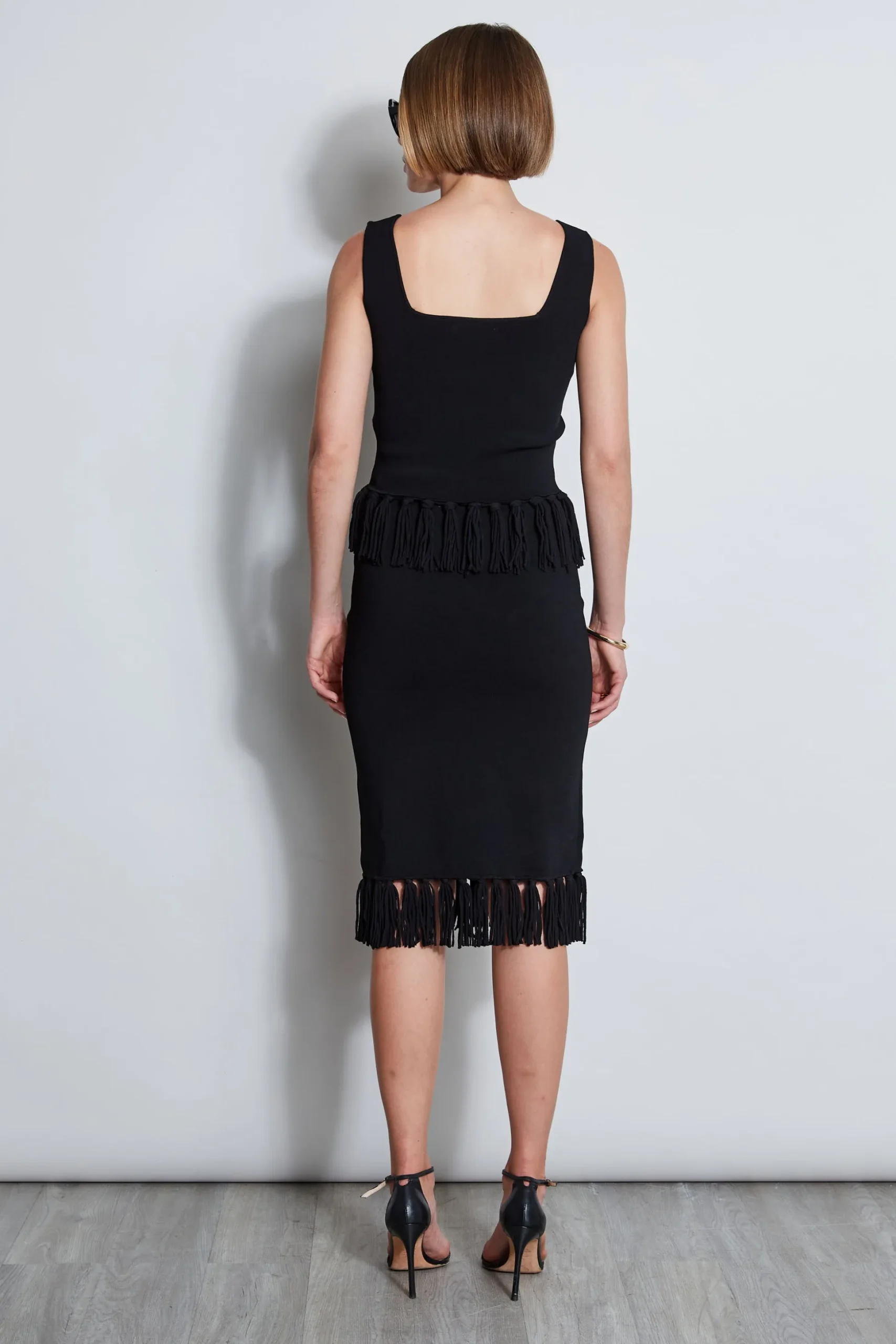 Elie Tahari Bottoms-Fringe Hem Knit Skirt NOIR