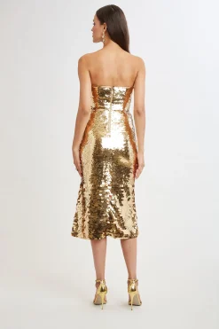 Elie Tahari Dresses & Jumpsuits|Midi Dresses-Graduated Sequin Dress GOLD
