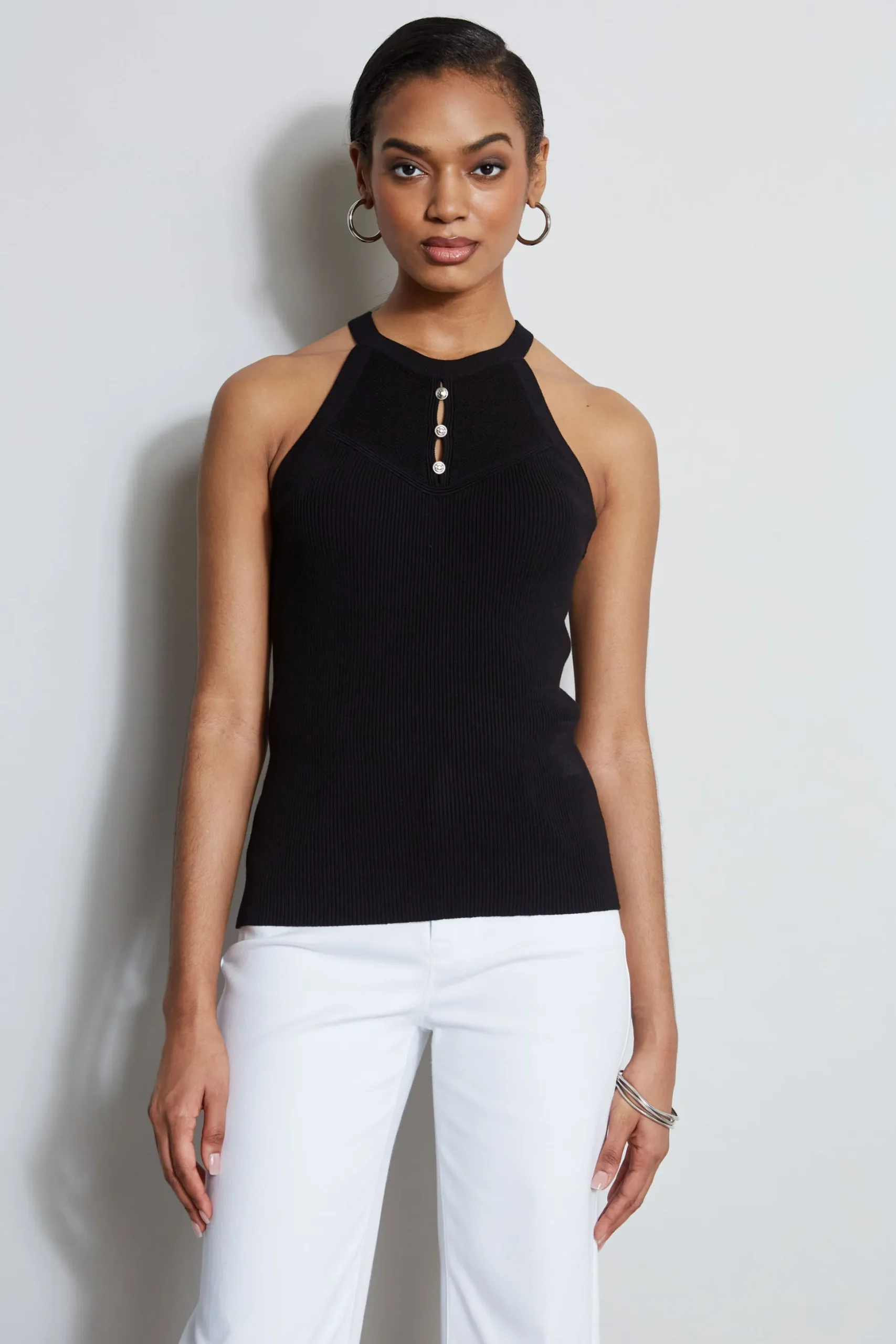 Elie Tahari Tops & Sweaters-Halter Neck Knit Sweater NOIR