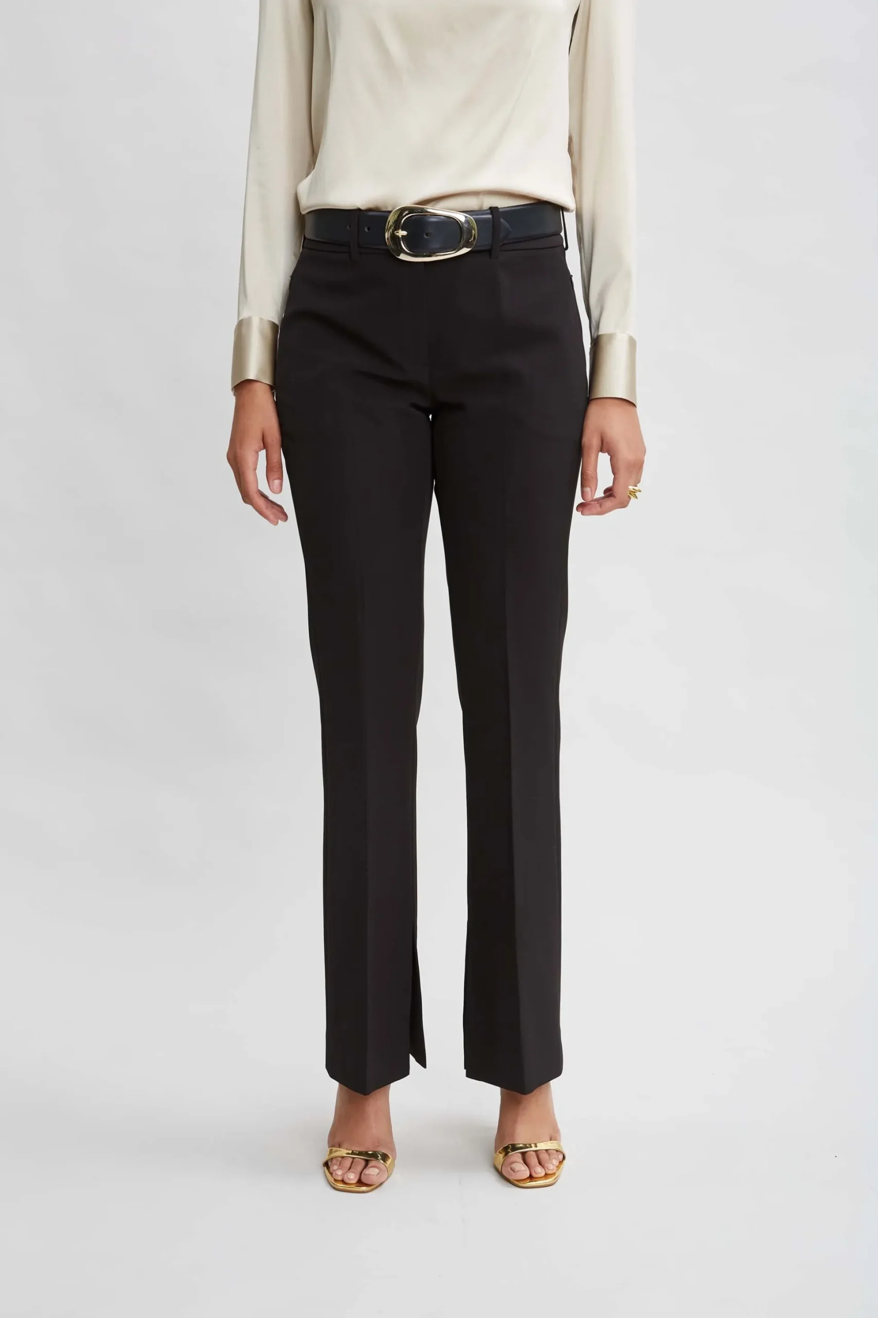 Elie Tahari Bottoms-Inseam Slit Flare Pant BLACK