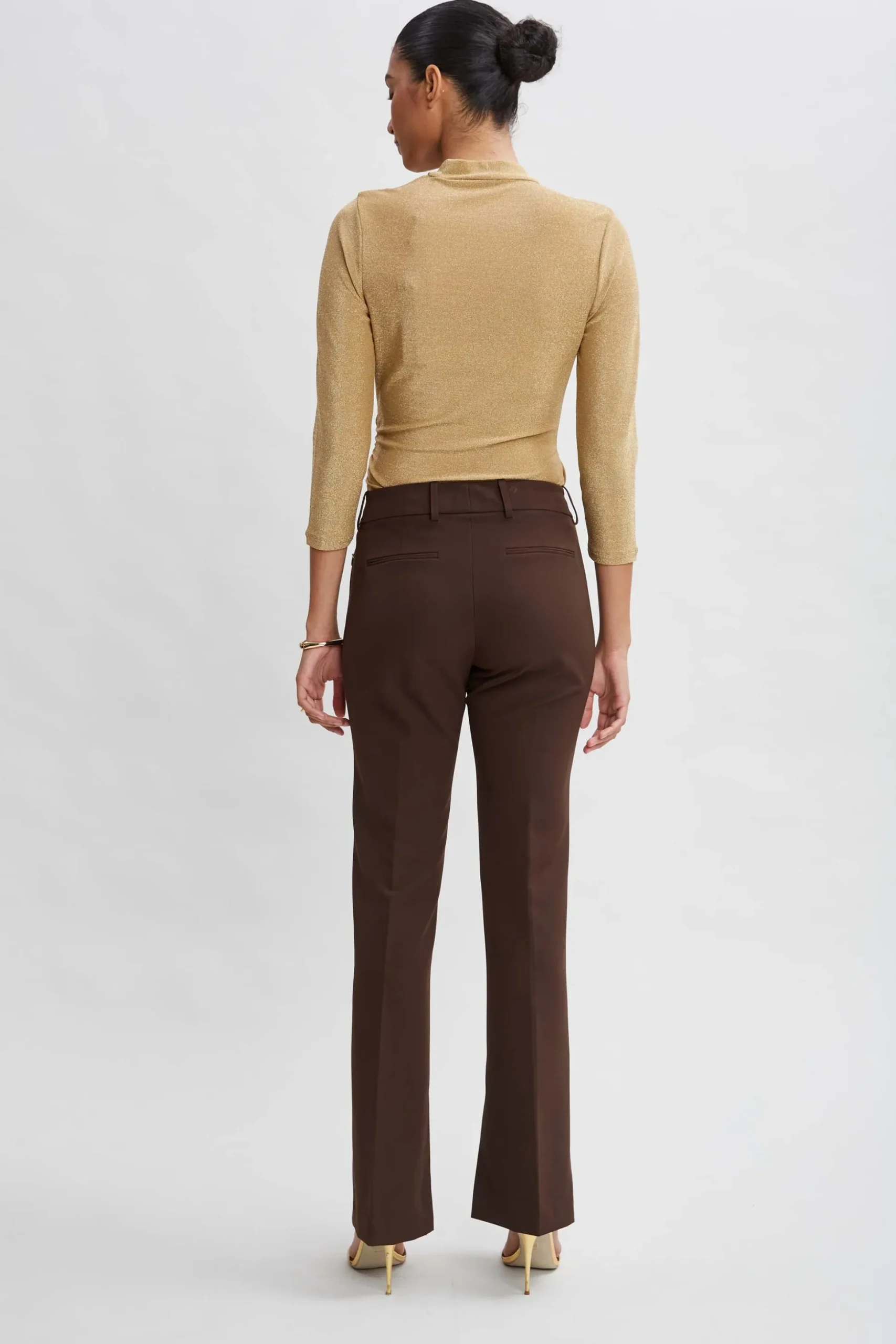 Elie Tahari Bottoms-Inseam Slit Flare Pant WOOD