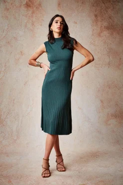 Elie Tahari Dresses & Jumpsuits|Sleeveless Dresses-Knit Midi Dress BOTTLEGREEN