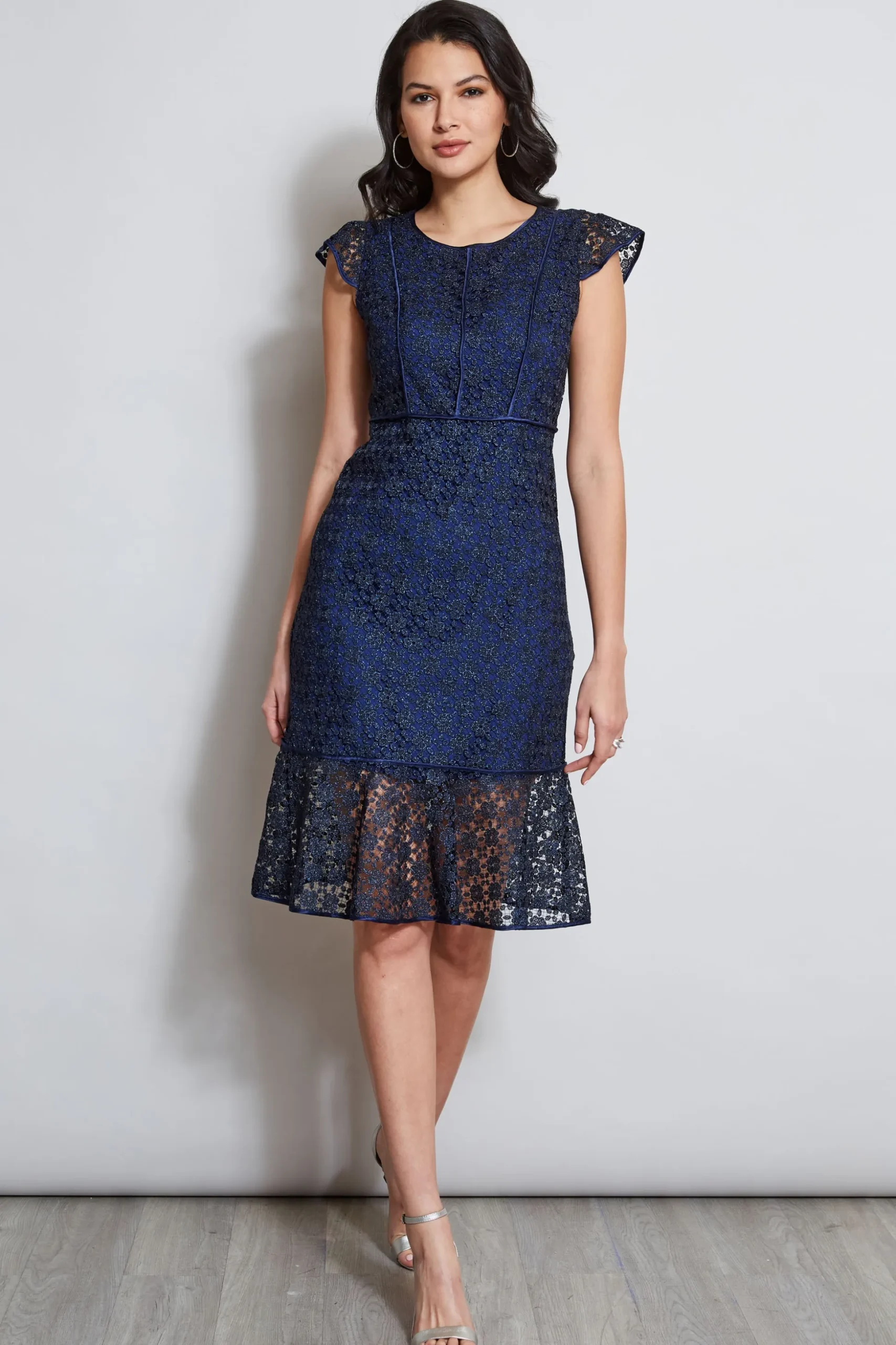 Elie Tahari Dresses & Jumpsuits|Midi Dresses-Lace Flutter Sleeve Dress TWILIGHT