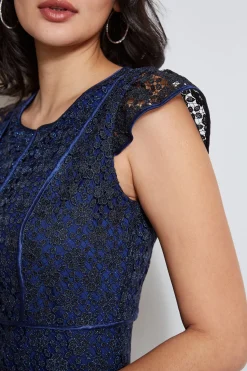 Elie Tahari Dresses & Jumpsuits|Midi Dresses-Lace Flutter Sleeve Dress TWILIGHT