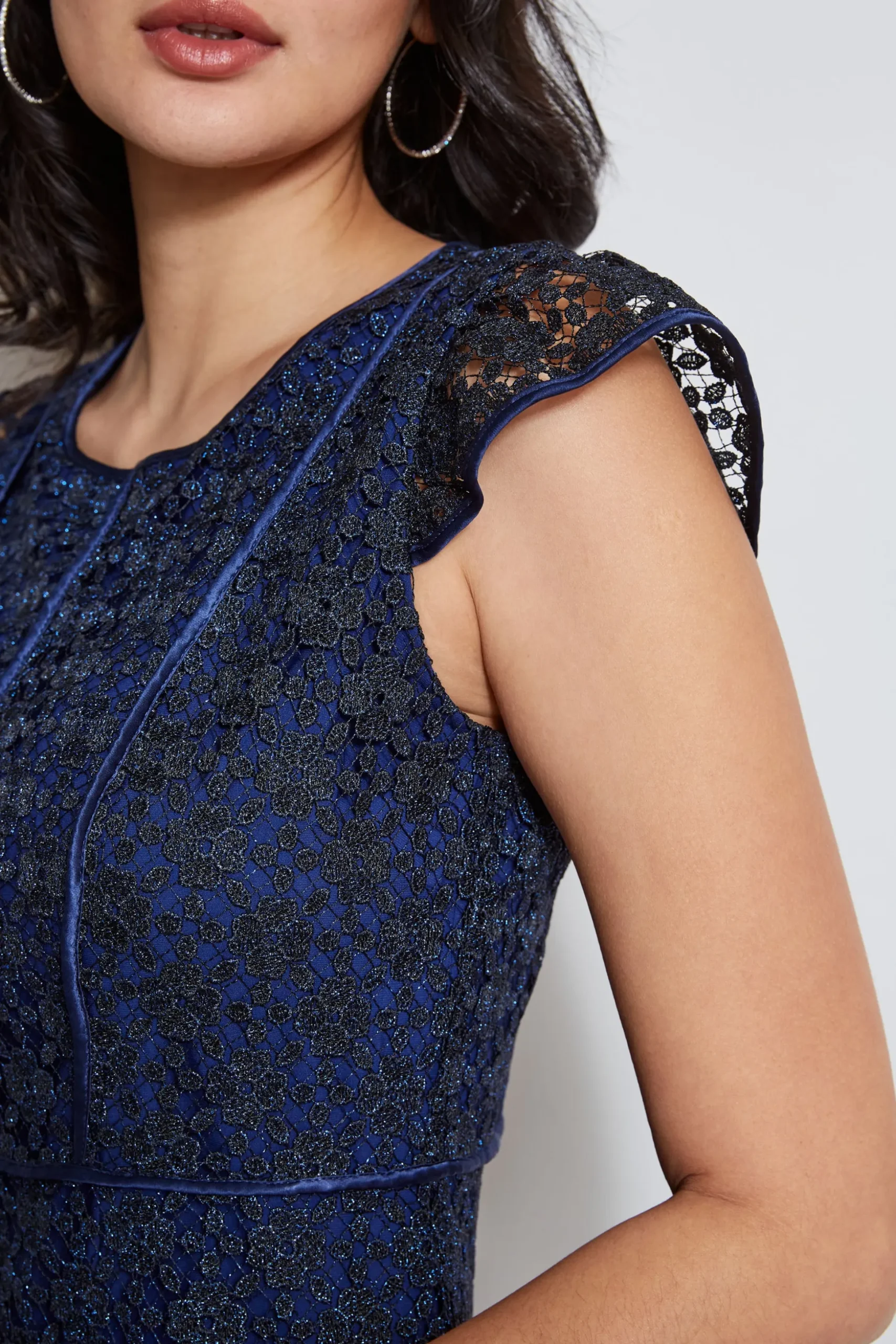 Elie Tahari Dresses & Jumpsuits|Midi Dresses-Lace Flutter Sleeve Dress TWILIGHT