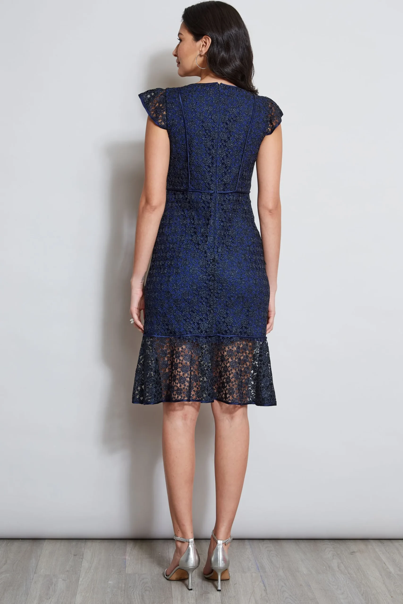 Elie Tahari Dresses & Jumpsuits|Midi Dresses-Lace Flutter Sleeve Dress TWILIGHT