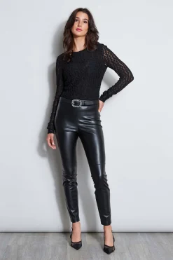 Elie Tahari Tops & Sweaters-Lace Long Sleeve Knit BLACK