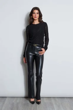 Elie Tahari Tops & Sweaters-Lace Long Sleeve Knit BLACK