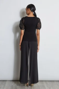 Elie Tahari Tops & Sweaters-Lace Sleeve Sweater NOIR