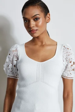 Elie Tahari Tops & Sweaters-Lace Sleeve Sweater SkyWhite