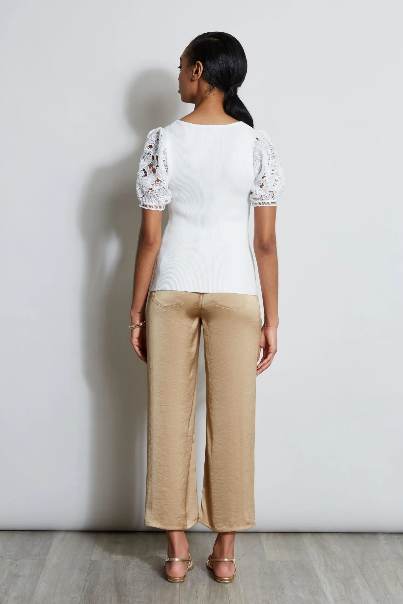 Elie Tahari Tops & Sweaters-Lace Sleeve Sweater SkyWhite