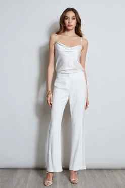 Elie Tahari Bottoms-Lace Trim Fit & Flare Pant FOAM