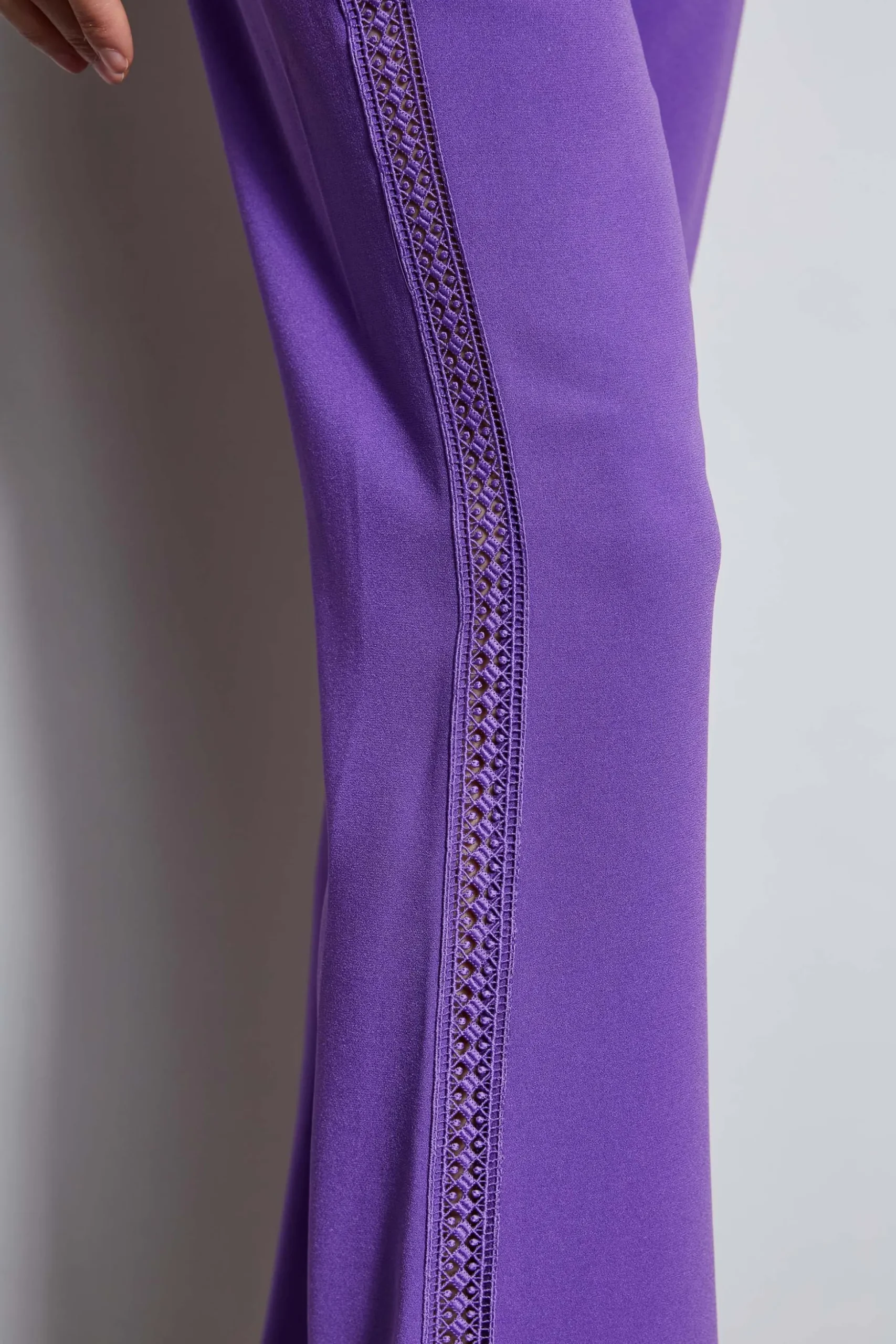 Elie Tahari Bottoms-Lace Trim Fit & Flare Pant VIOLET