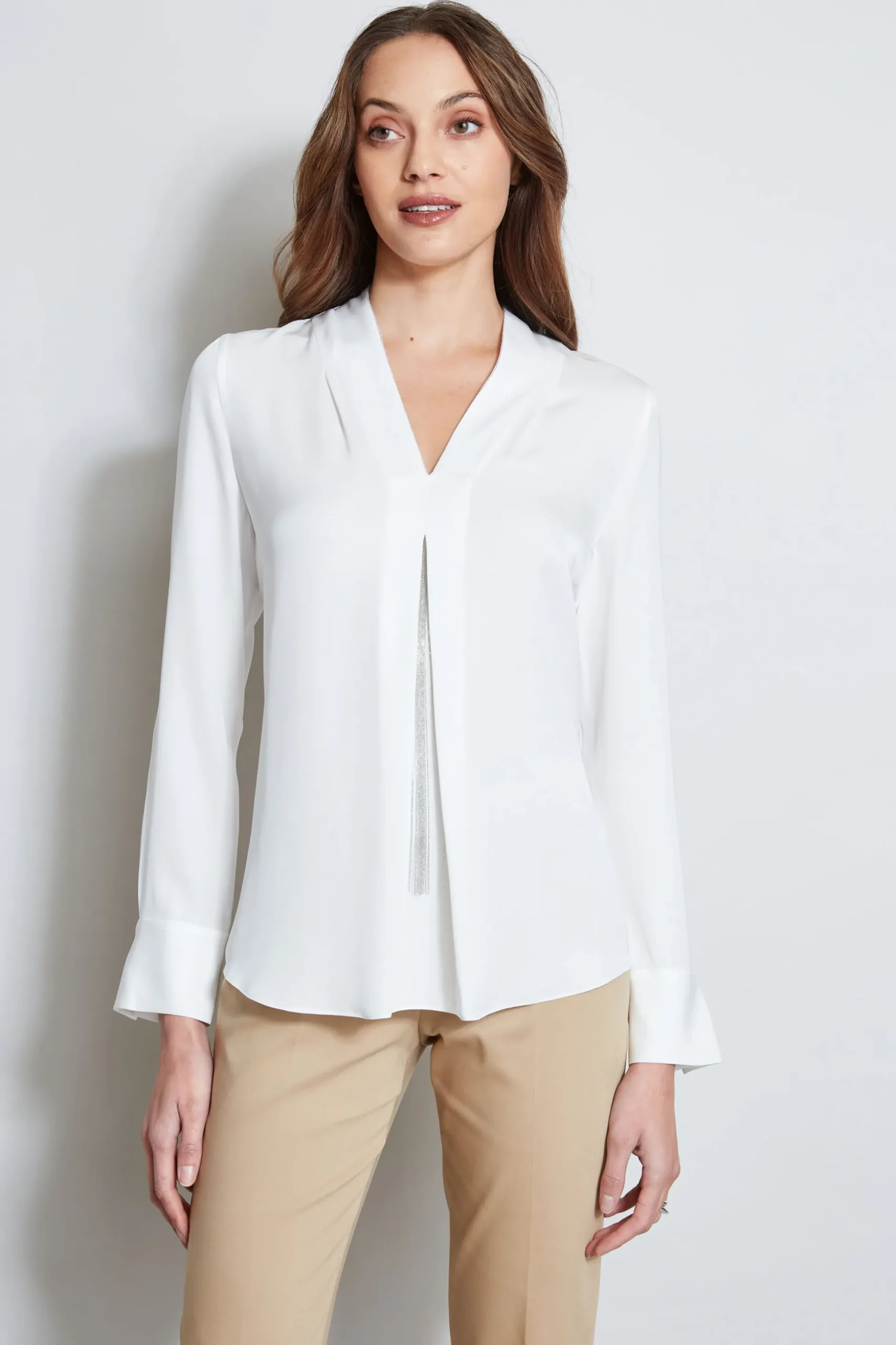 Elie Tahari Tops & Sweaters-Long Sleeve Chain Shirt FRESHPEARL