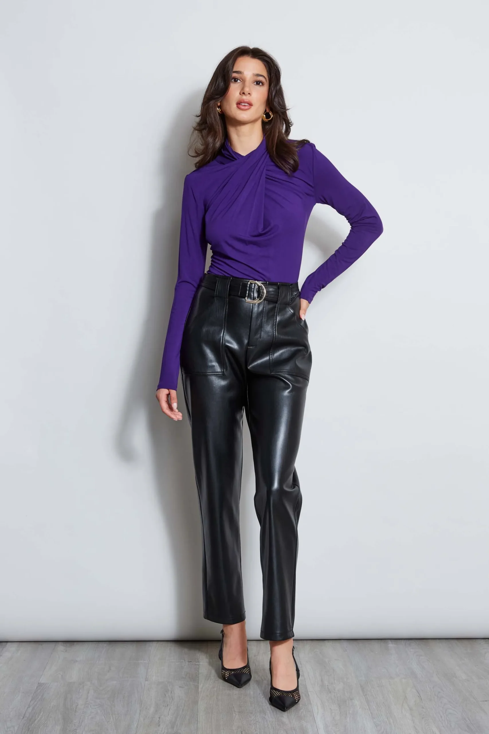 Elie Tahari Tops & Sweaters-Long Sleeve Twist Neck Knit GRAPE