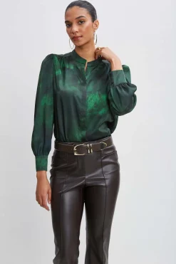 Elie Tahari Tops & Sweaters-Marble Button Down Shirt GREENMULTI