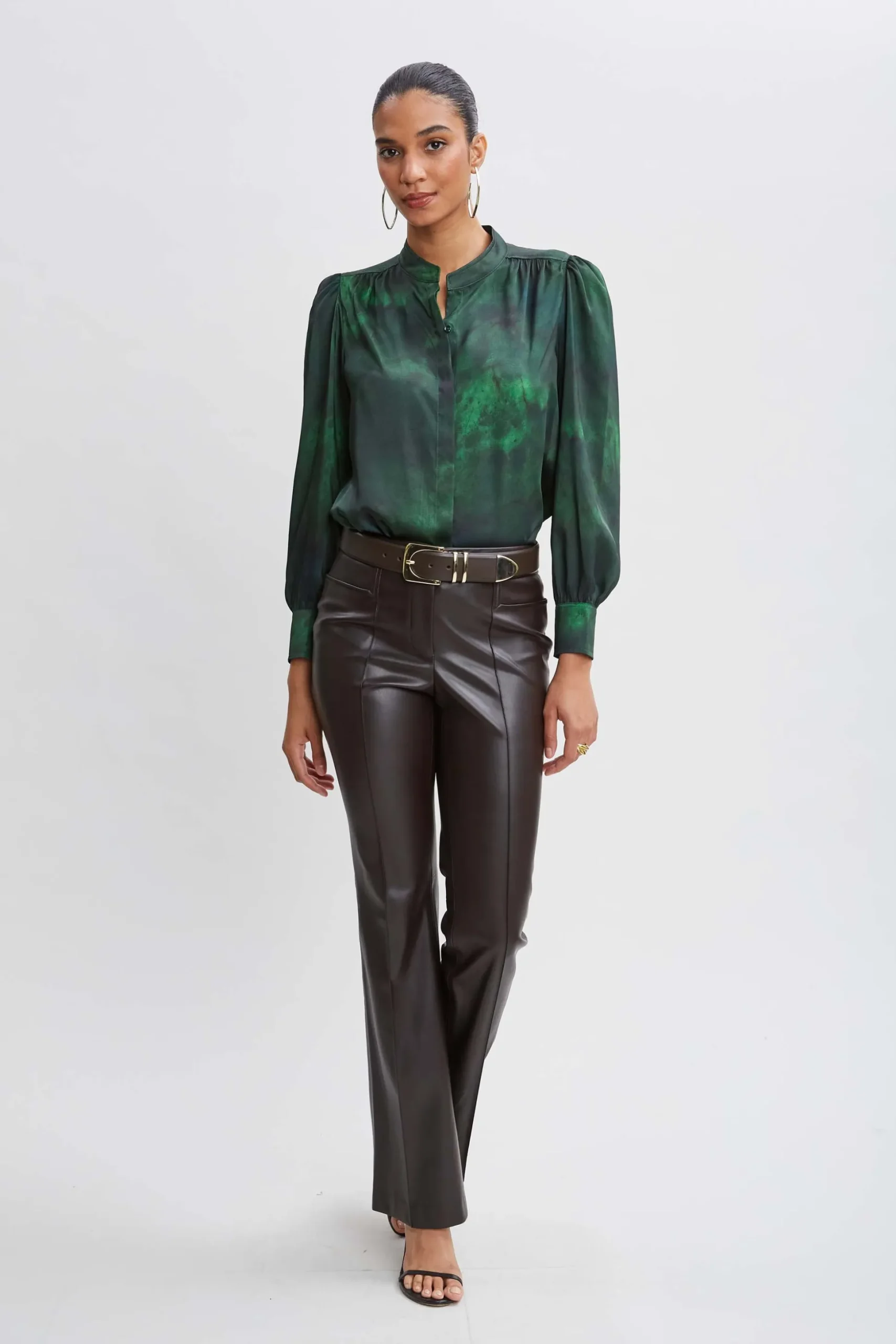 Elie Tahari Tops & Sweaters-Marble Button Down Shirt GREENMULTI