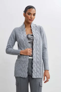 Elie Tahari Tops & Sweaters-Metallic Cable Cardigan GREY-SILVER
