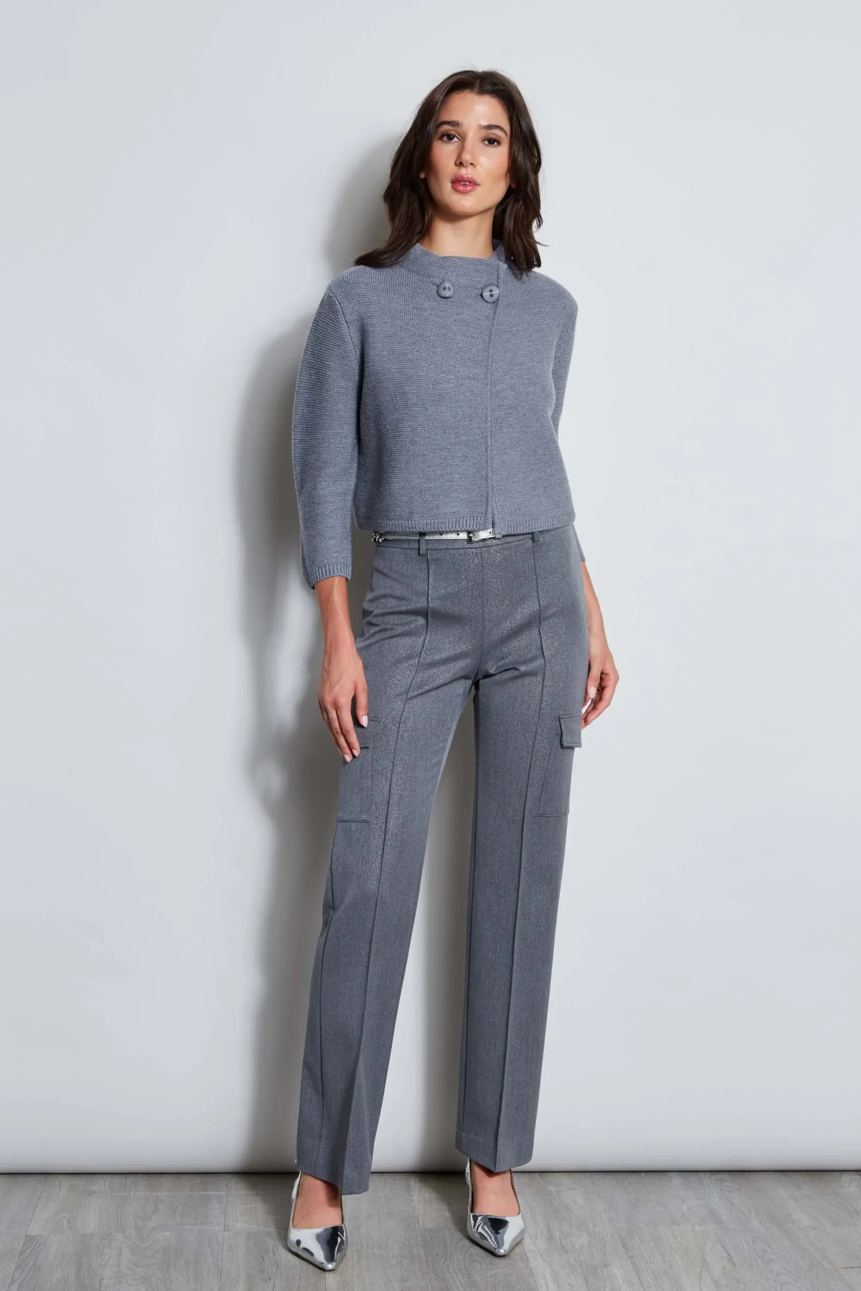 Elie Tahari Bottoms|Suiting-Metallic Cargo Pant METALLICGREY