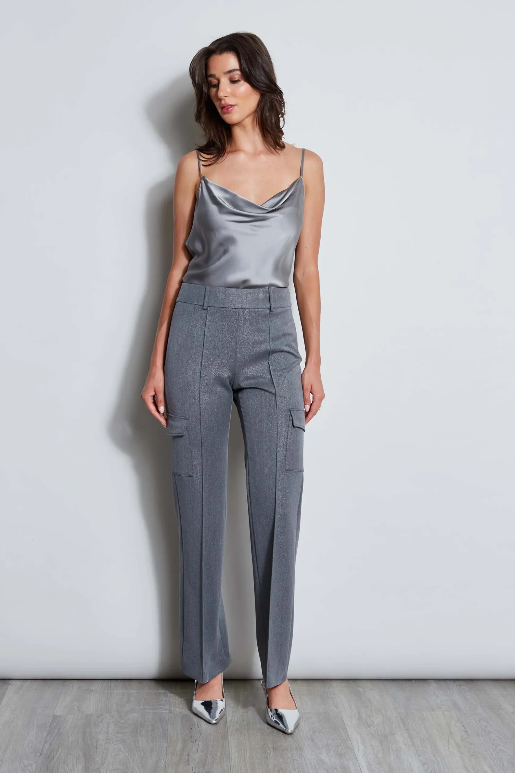 Elie Tahari Bottoms|Suiting-Metallic Cargo Pant METALLICGREY