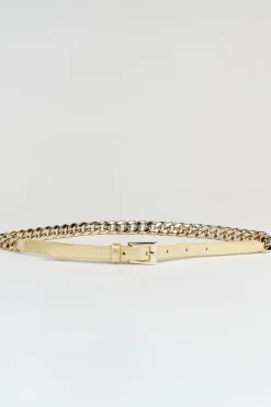 Elie Tahari Fragrance|Gloves-Metallic Chain Belt GoldMetallic