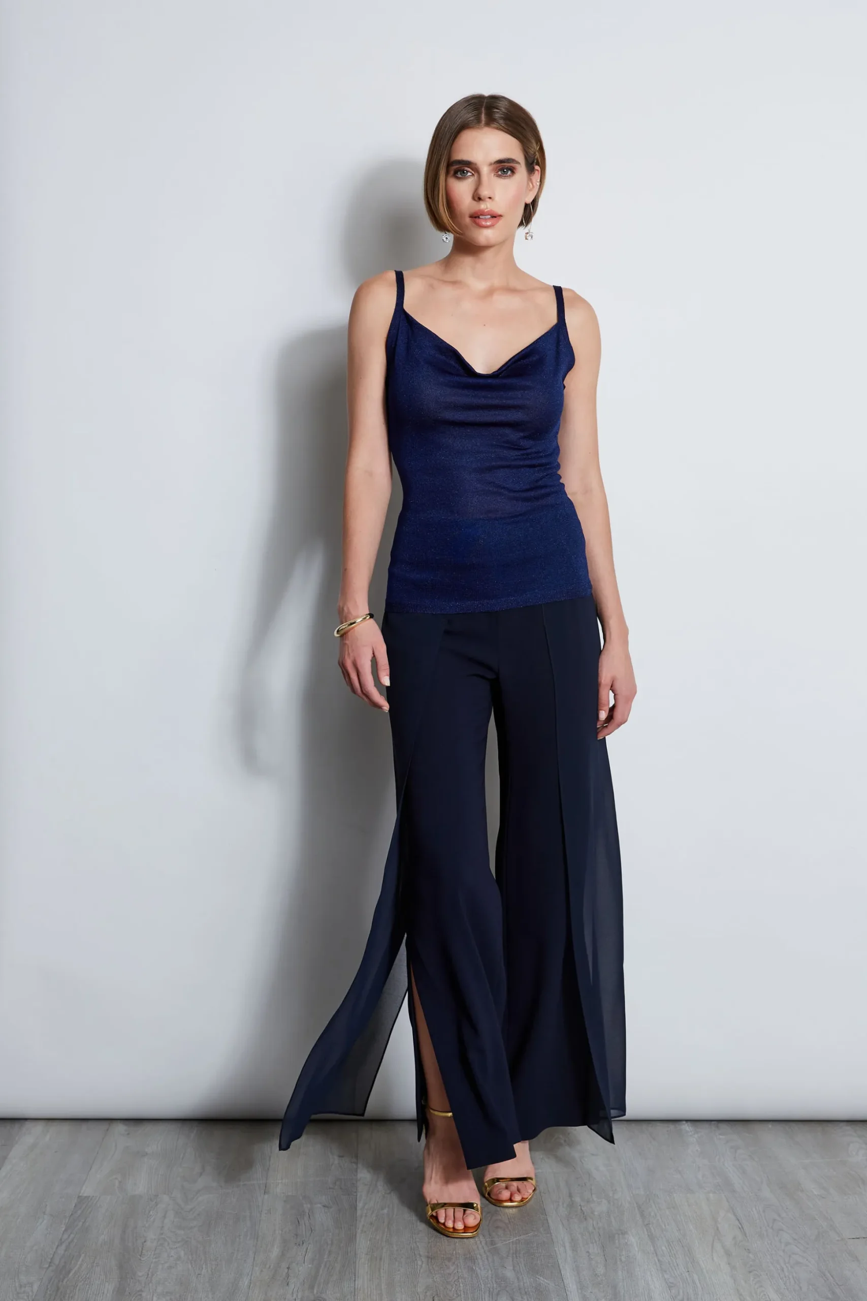 Elie Tahari Tops & Sweaters-Metallic Knit Cami GALAXYNAVY