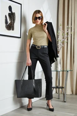 Elie Tahari Tops & Sweaters-Metallic Mock Neck Sweater GOLDMETALLIC