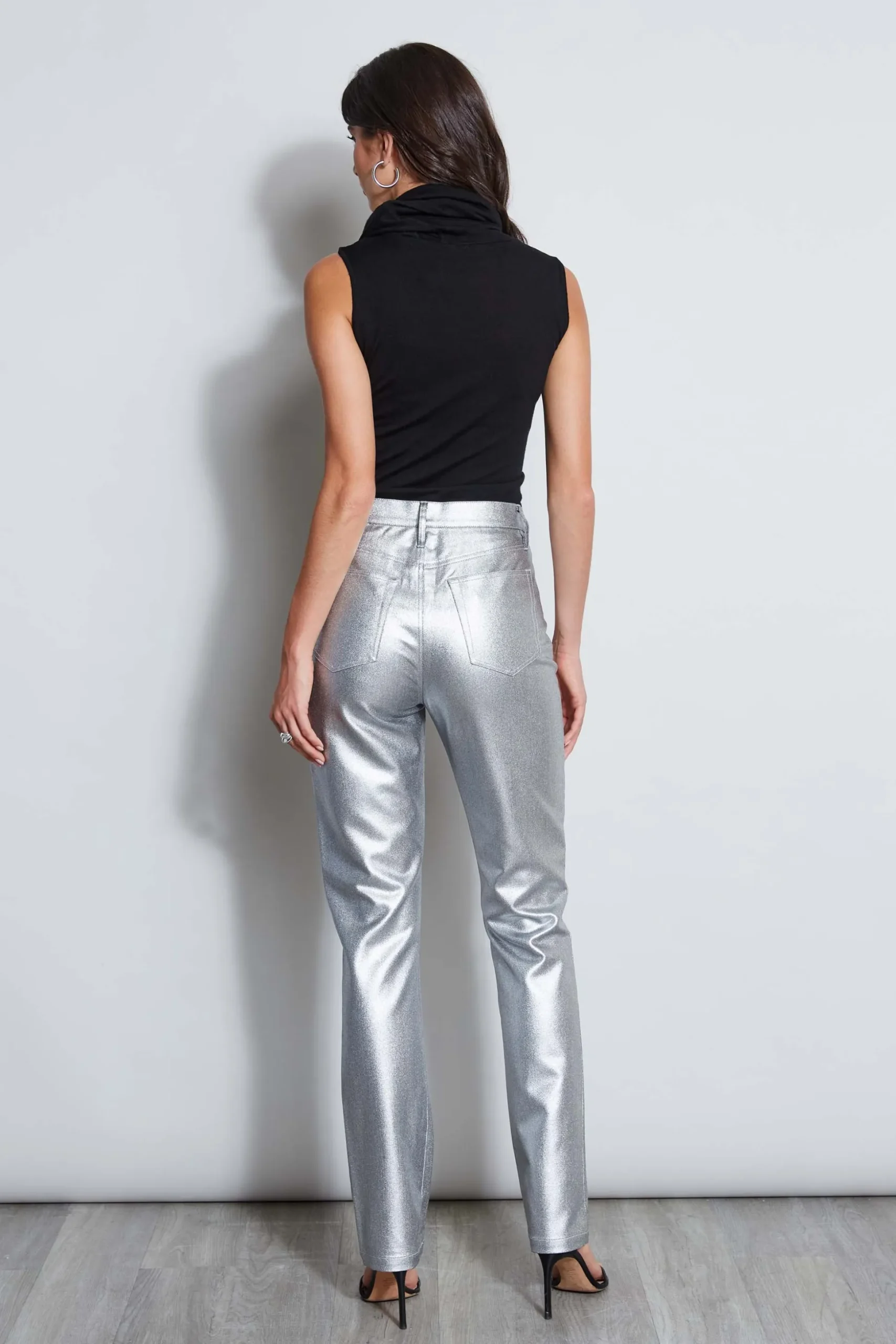 Elie Tahari Bottoms-Metallic Stretch Twill Jeans ANTIQUESILVER