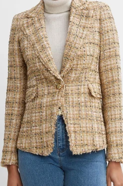 Elie Tahari Jackets & Blazers|Suiting-Metallic Tweed Blazer GOLDMULTI