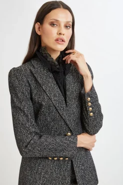 Elie Tahari Suiting|Jackets & Blazers-Metallic Tweed Blazer BLACKMULTI
