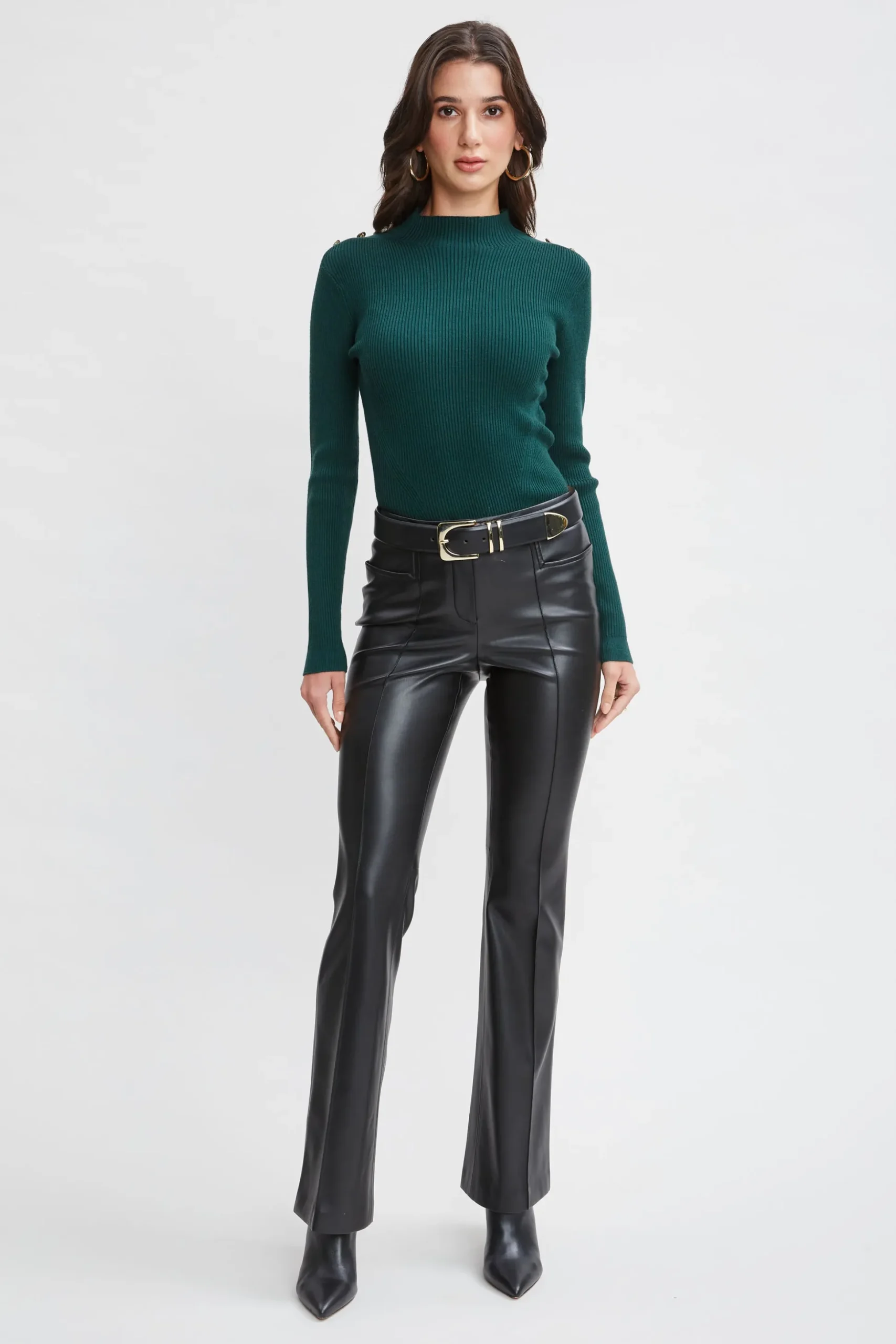 Elie Tahari Tops & Sweaters-Mock Neck Button Sweater JUNIPER