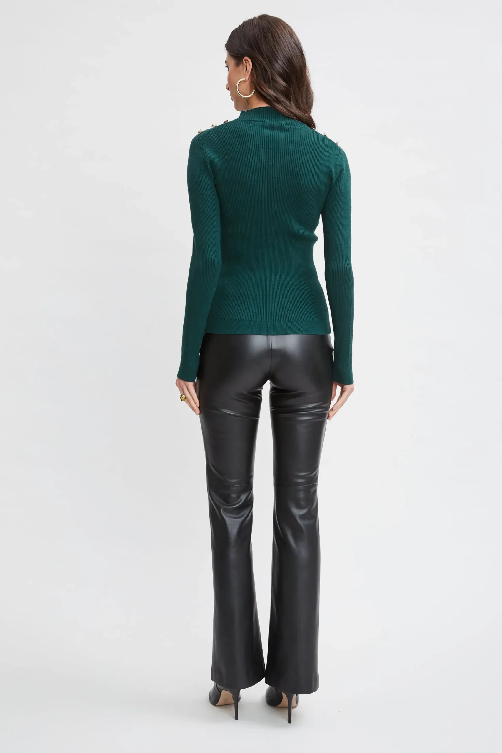 Elie Tahari Tops & Sweaters-Mock Neck Button Sweater JUNIPER