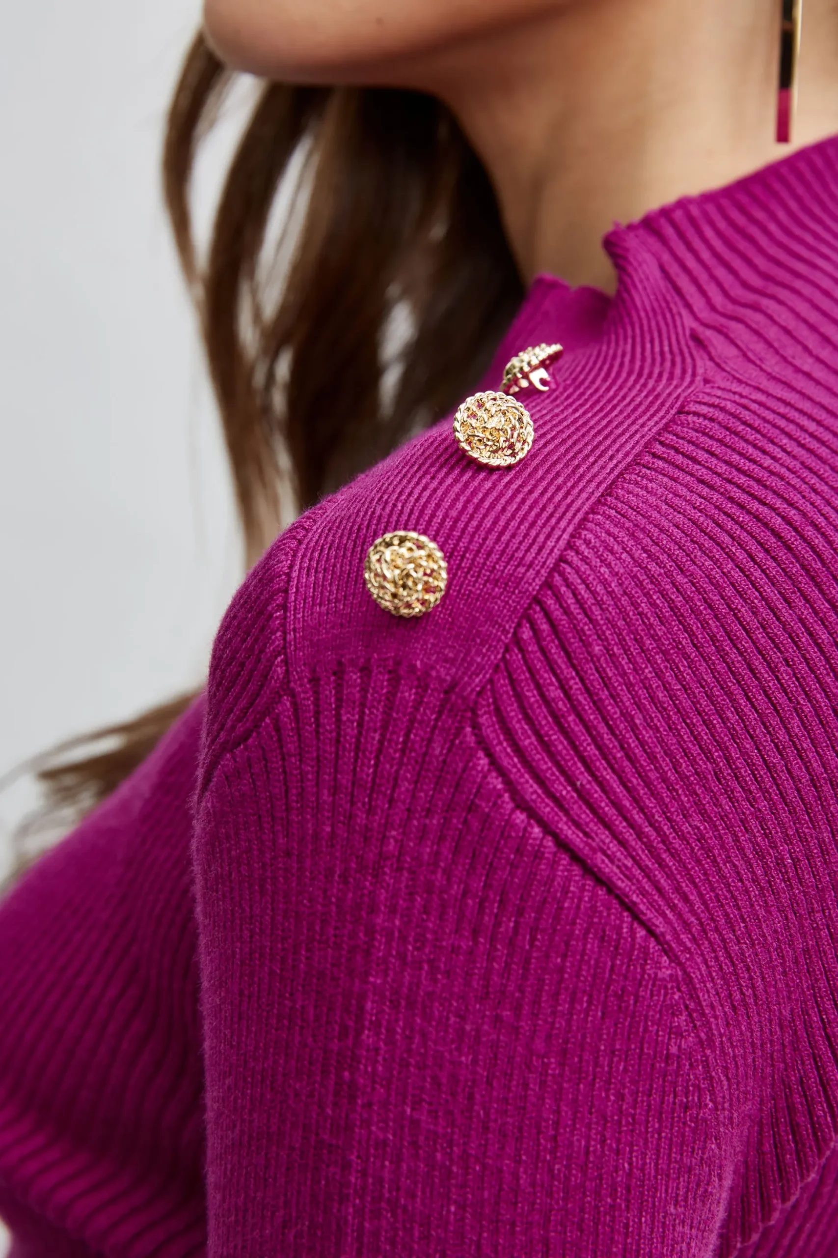 Elie Tahari Tops & Sweaters-Mock Neck Button Sweater PALACEPINK