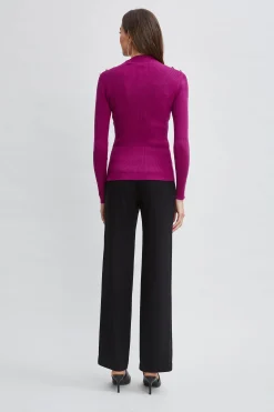 Elie Tahari Tops & Sweaters-Mock Neck Button Sweater PALACEPINK