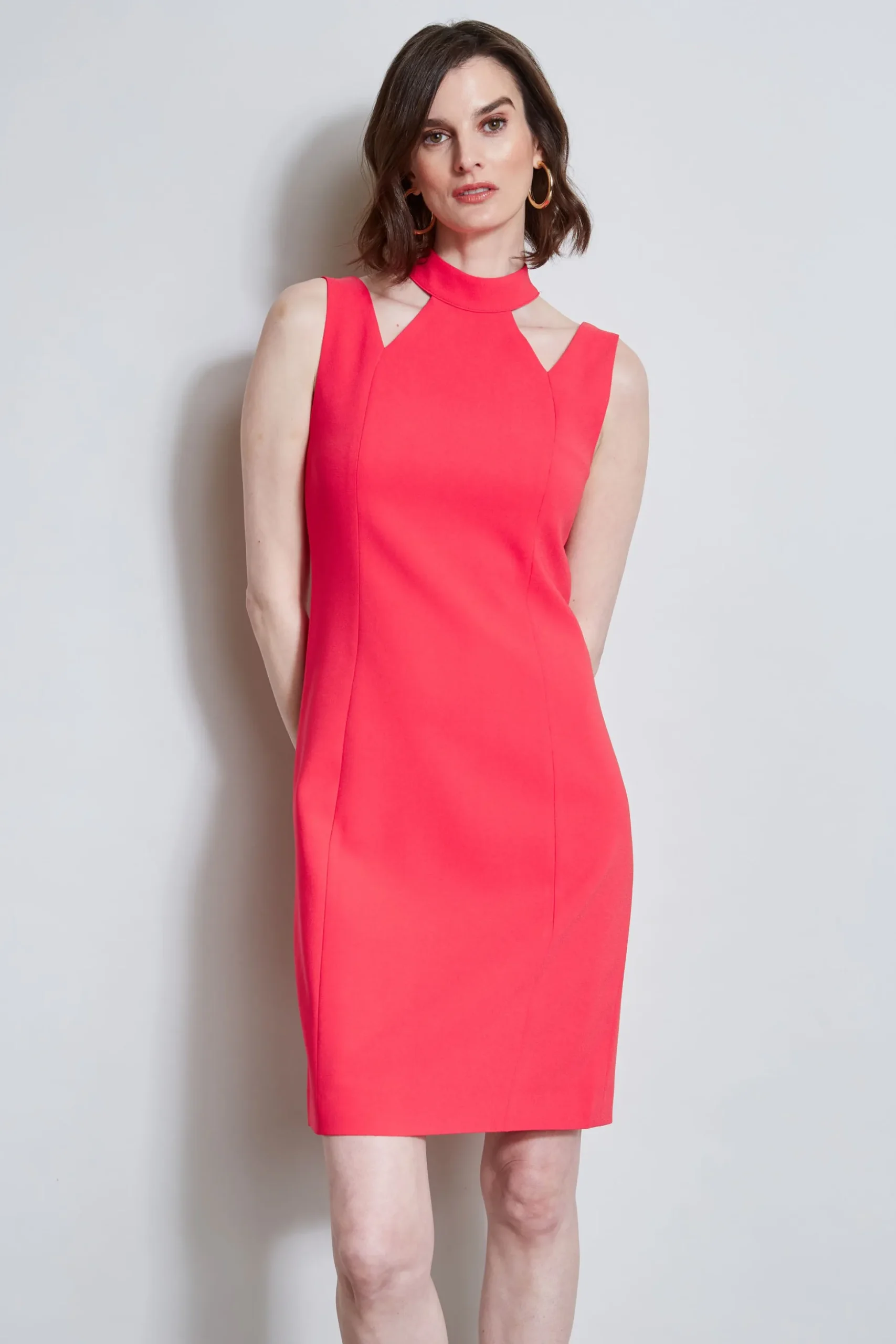 Elie Tahari Dresses & Jumpsuits|Sleeveless Dresses-Mock Neck Cut Out Dress WILDSTRAWBERRY