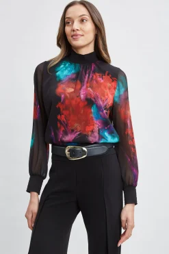Elie Tahari Tops & Sweaters-Mock Neck Studio Floral Shirt MULTI
