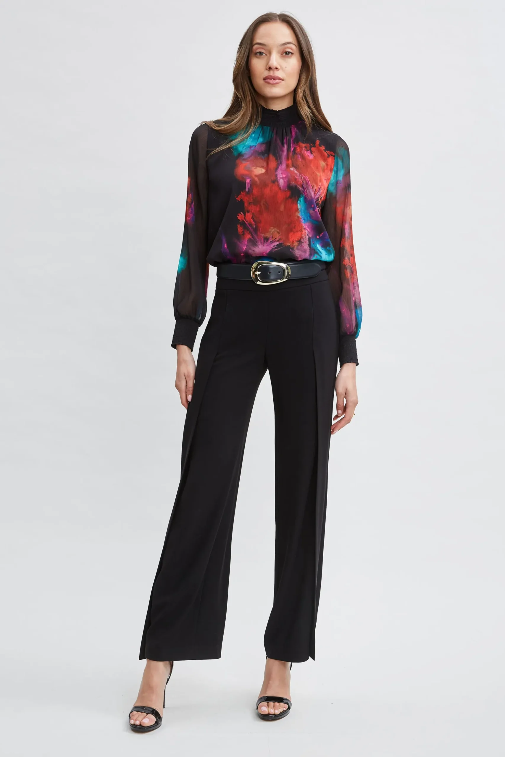 Elie Tahari Tops & Sweaters-Mock Neck Studio Floral Shirt MULTI