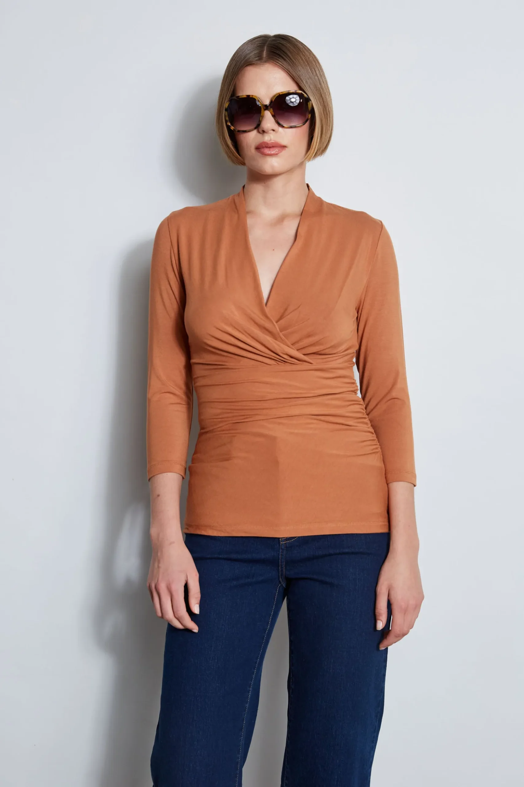 Elie Tahari Tops & Sweaters-Mock Wrap Knit COPPER