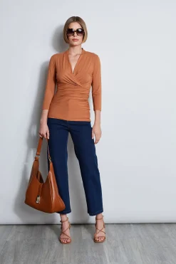 Elie Tahari Tops & Sweaters-Mock Wrap Knit COPPER