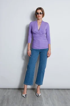 Elie Tahari Tops & Sweaters-Mock Wrap Knit GRAPE