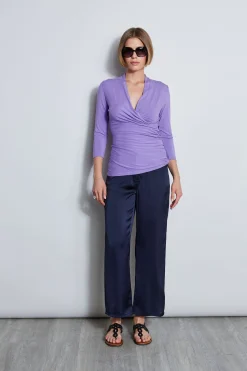 Elie Tahari Tops & Sweaters-Mock Wrap Knit GRAPE