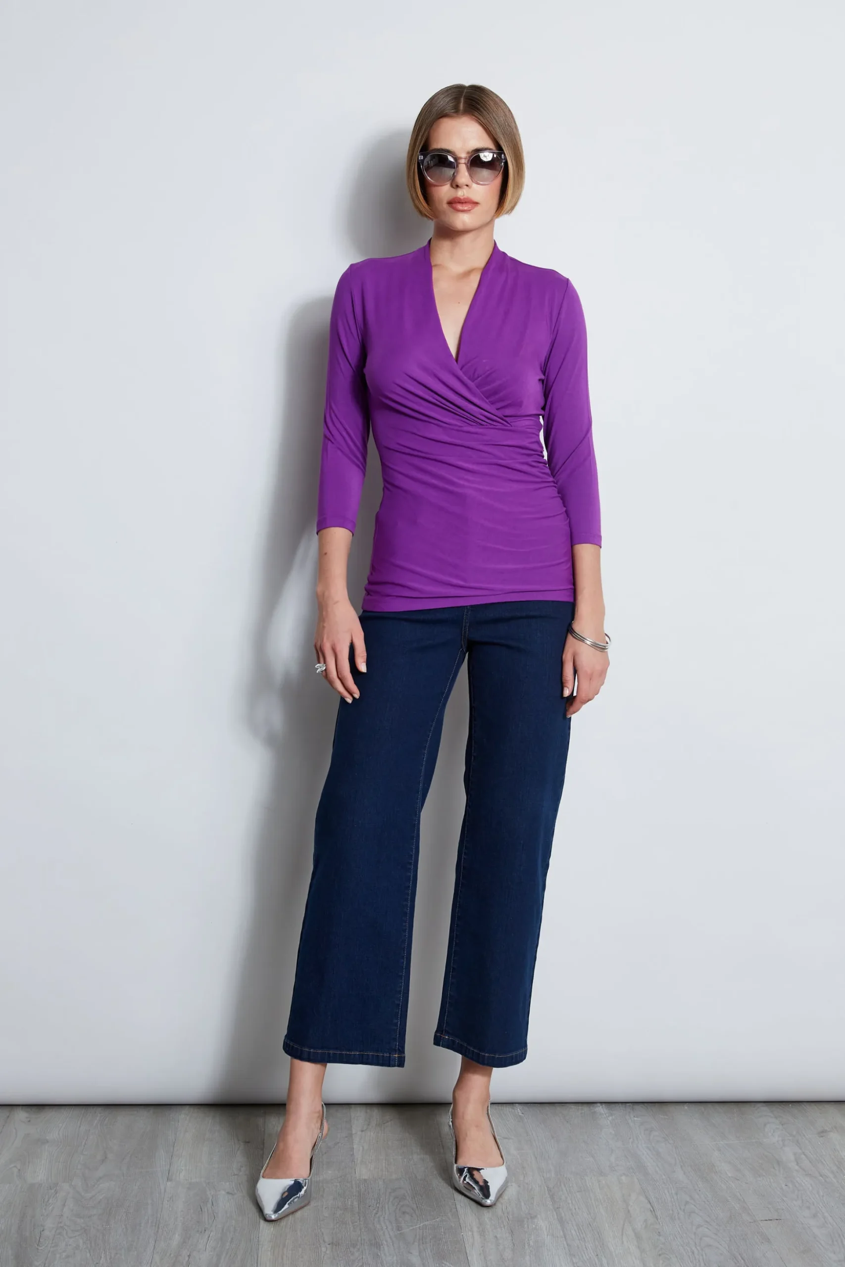 Elie Tahari Tops & Sweaters-Mock Wrap Knit BERRY