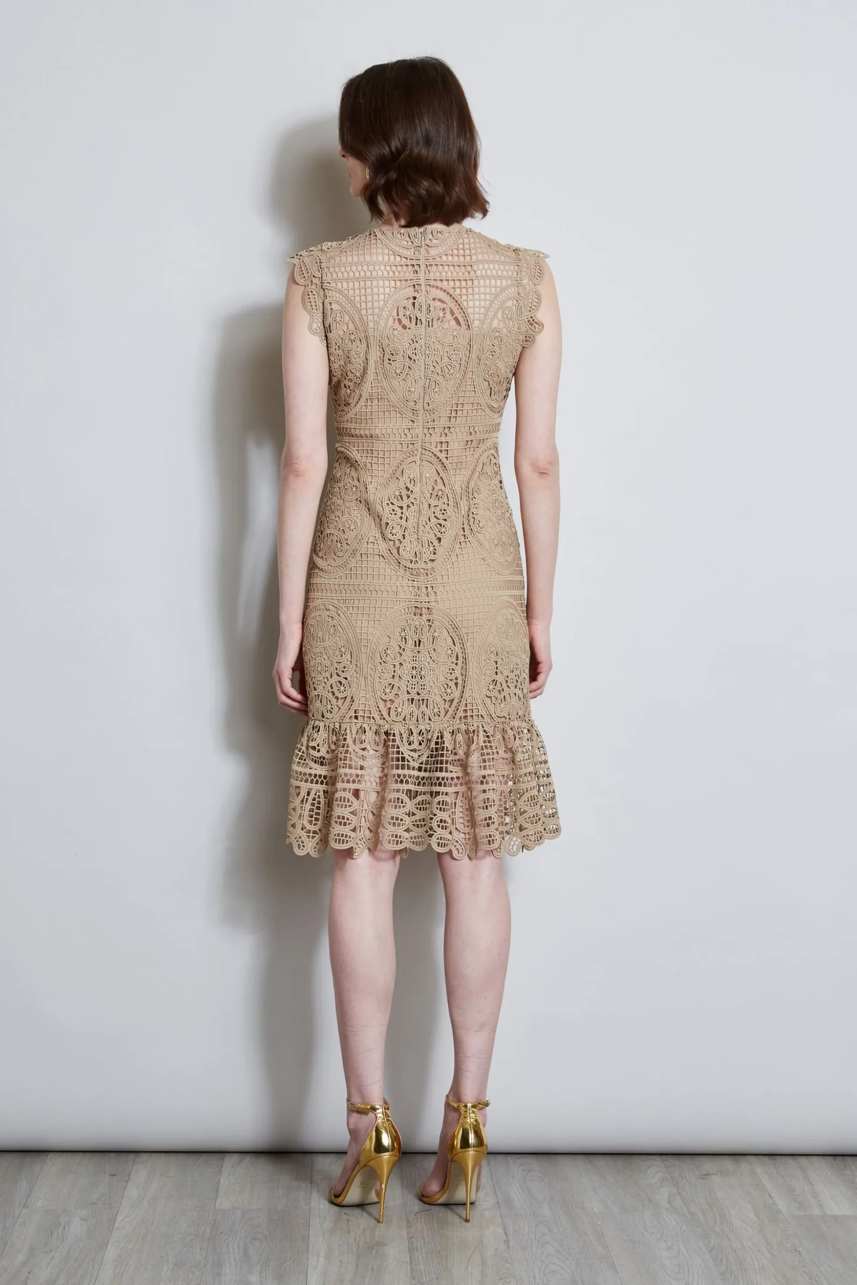 Elie Tahari Dresses & Jumpsuits|Sleeveless Dresses-Mosaic Lace Dress SANDCASTLE