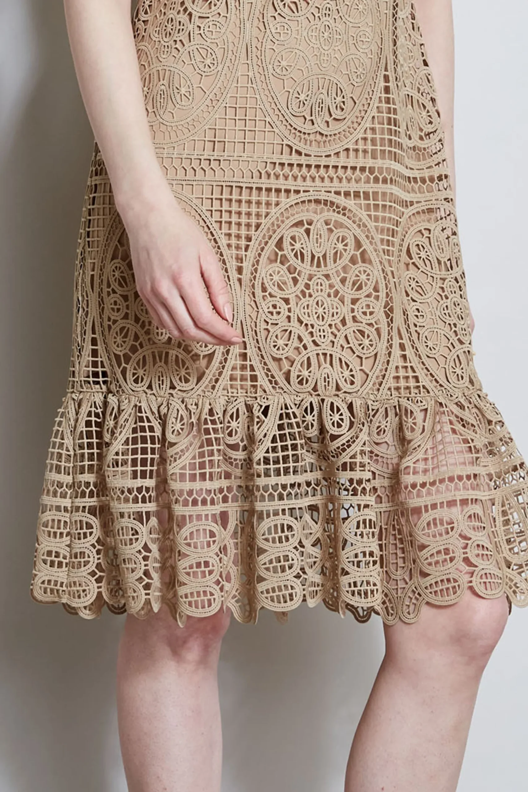 Elie Tahari Dresses & Jumpsuits|Sleeveless Dresses-Mosaic Lace Dress SANDCASTLE