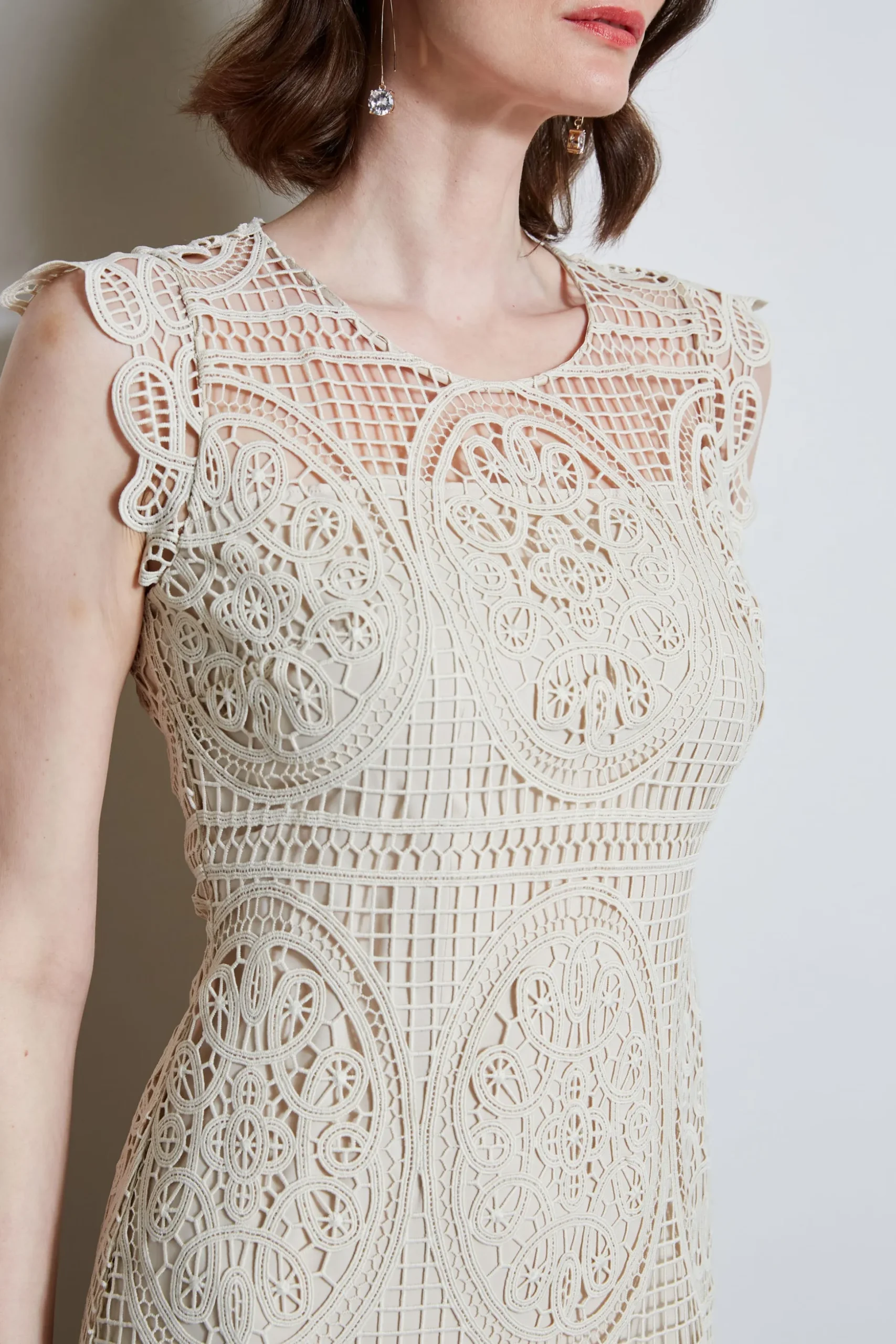 Elie Tahari Dresses & Jumpsuits|Sleeveless Dresses-Mosaic Lace Dress FLOUR