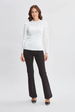 Elie Tahari Tops & Sweaters-Openwork Sleeve Sweater PEARL