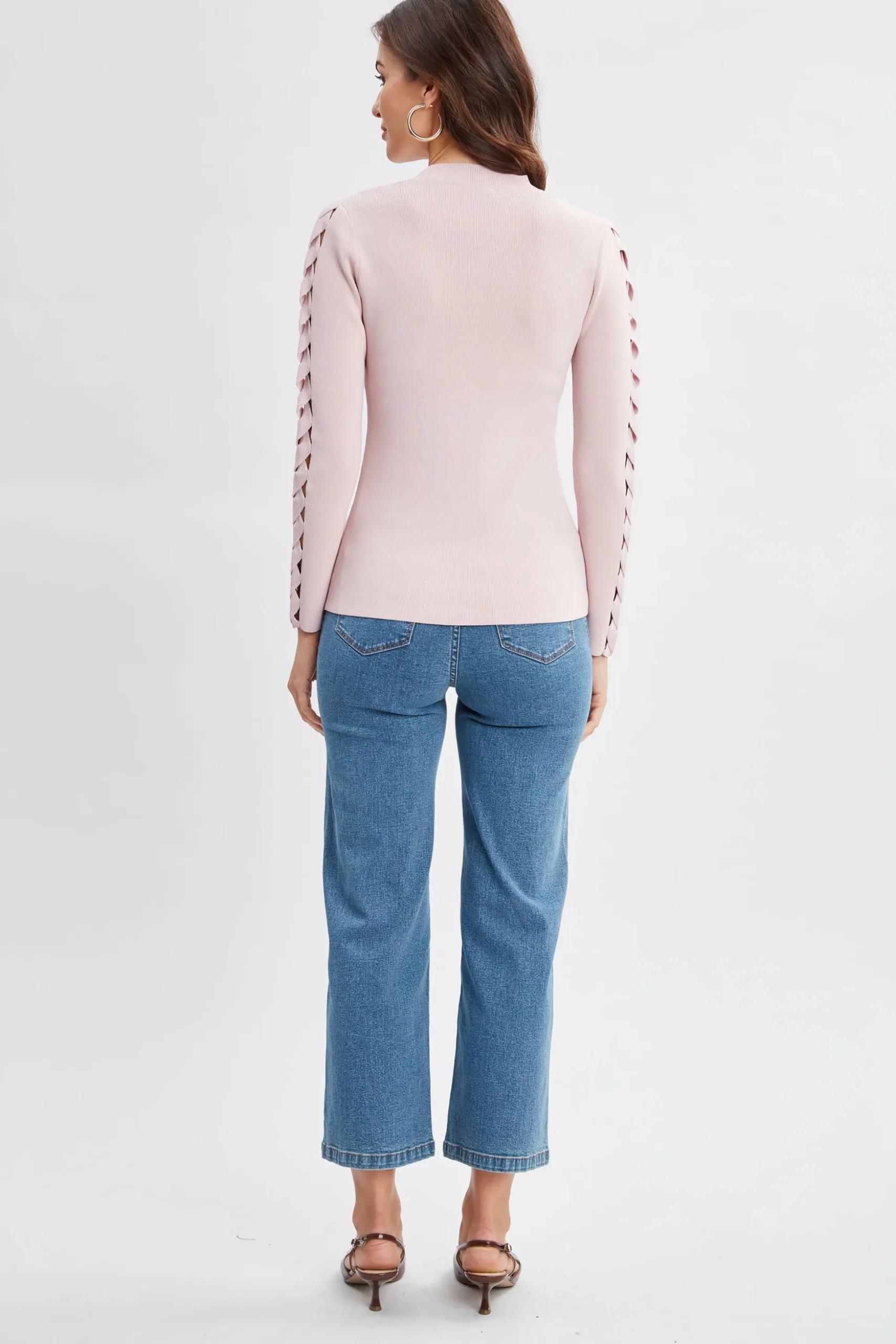 Elie Tahari Tops & Sweaters-Openwork Sleeve Sweater PINKLEMONADE