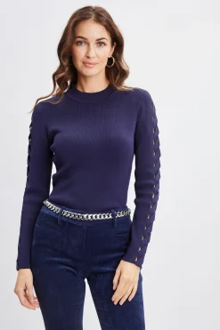 Elie Tahari Tops & Sweaters-Openwork Sleeve Sweater STARGAZER